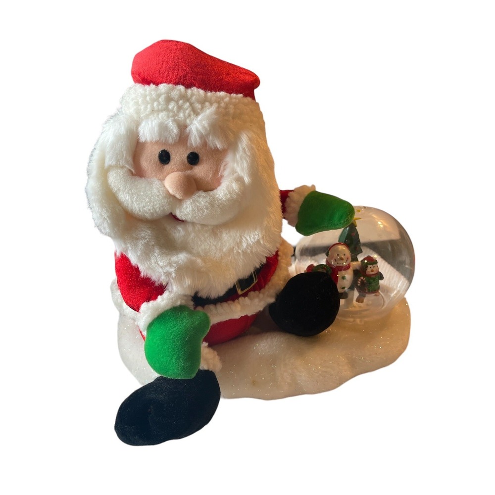 Gemmy SANTA Snow Globe VTG Christmas Animated Light Up Singing‎ Plush SEE VIDEO